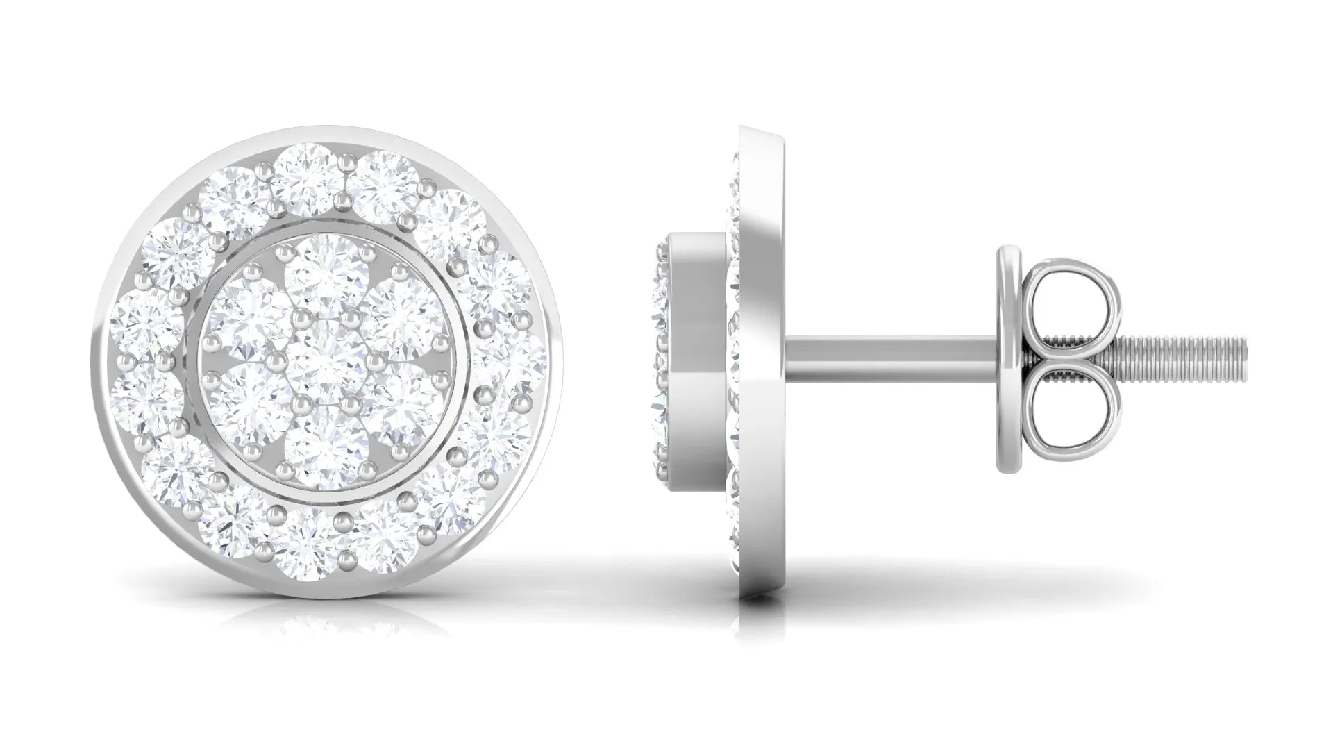 1/2 CT Diamond Floral Stud Earring for Women