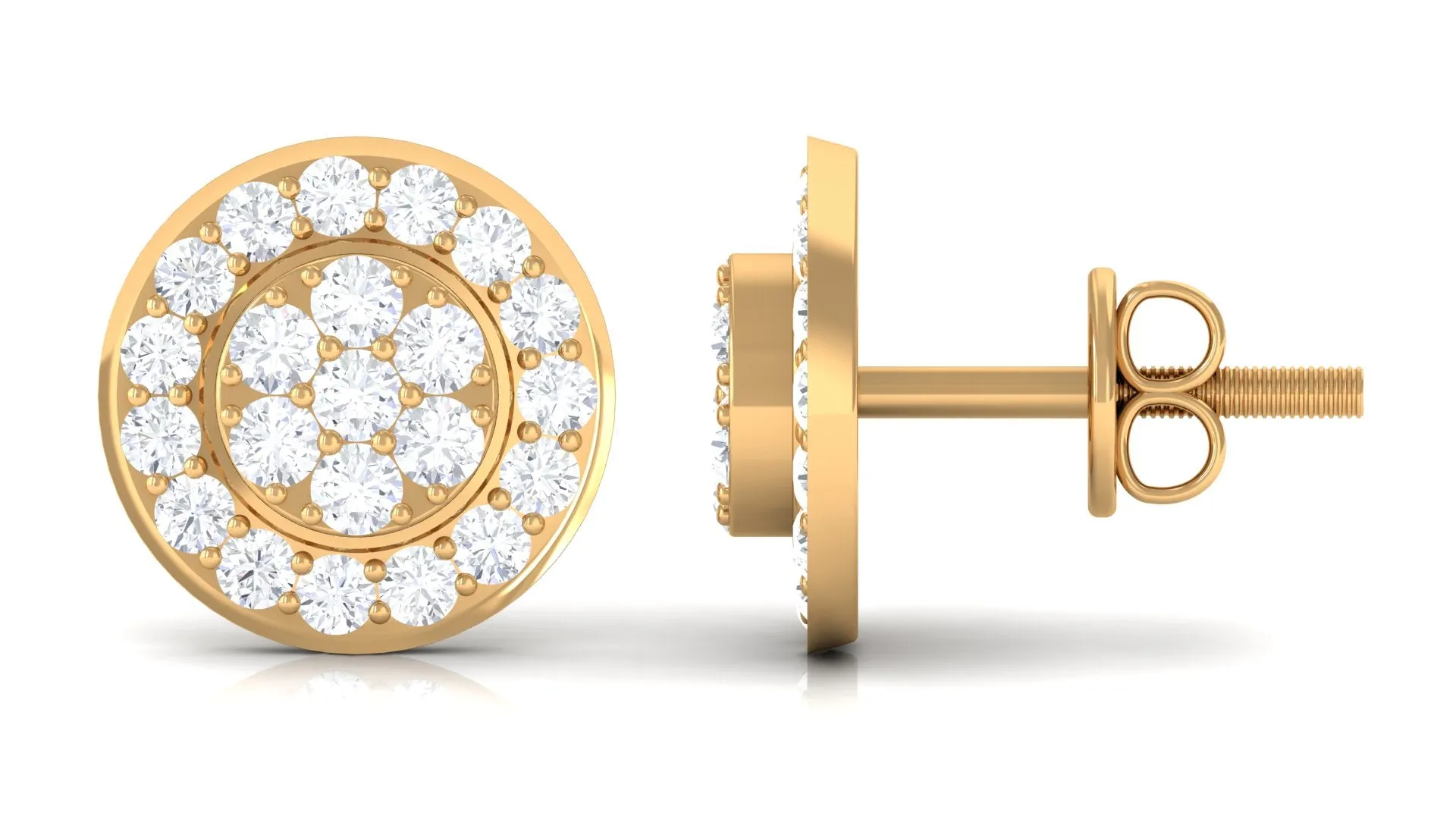 1/2 CT Diamond Floral Stud Earring for Women