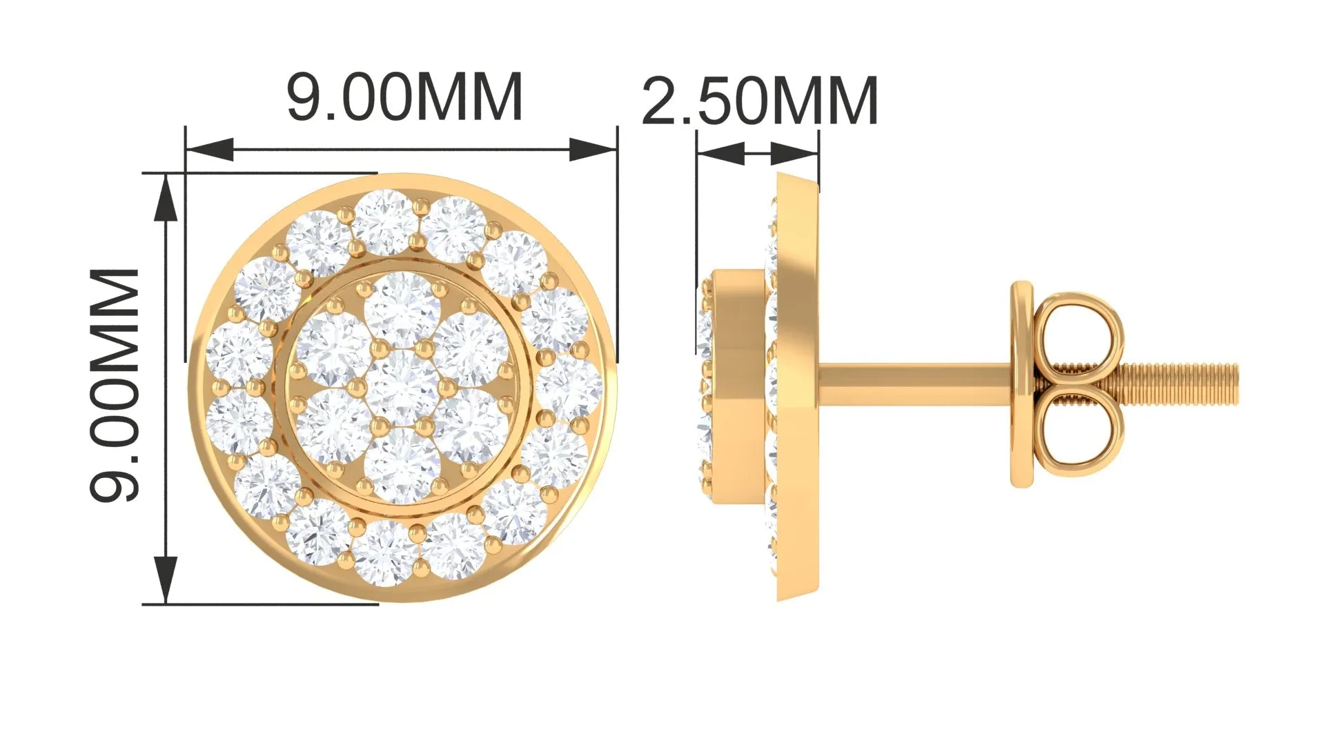 1/2 CT Diamond Floral Stud Earring for Women