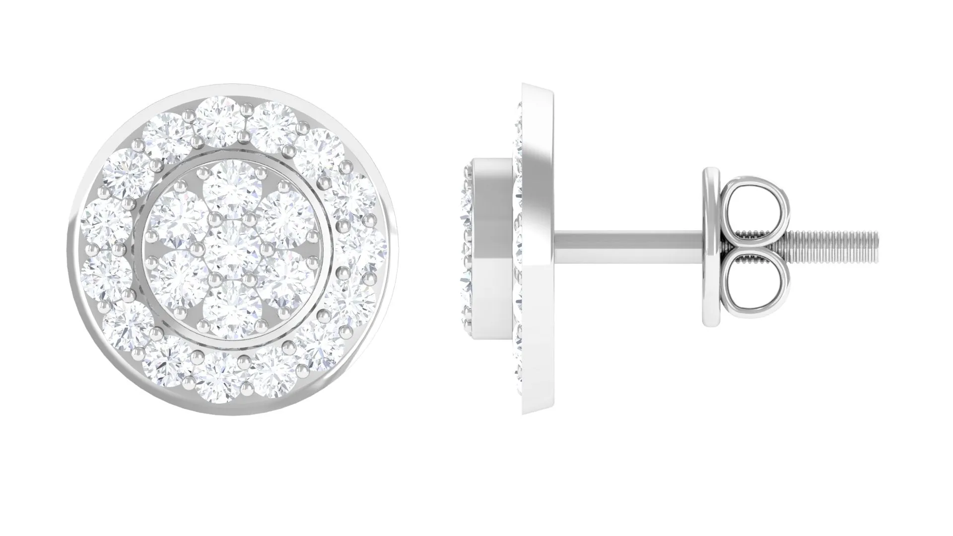 1/2 CT Diamond Floral Stud Earring for Women