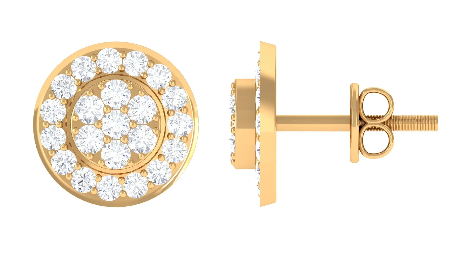 1/2 CT Diamond Floral Stud Earring for Women