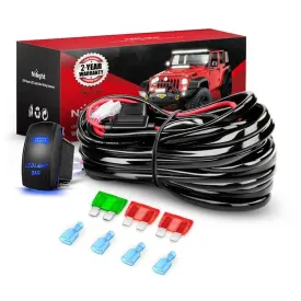 12AWG Wire Harness Kit 2 Leads W/ 12V 5Pin Switch | 3 Fuses | 4 Spade Connectors