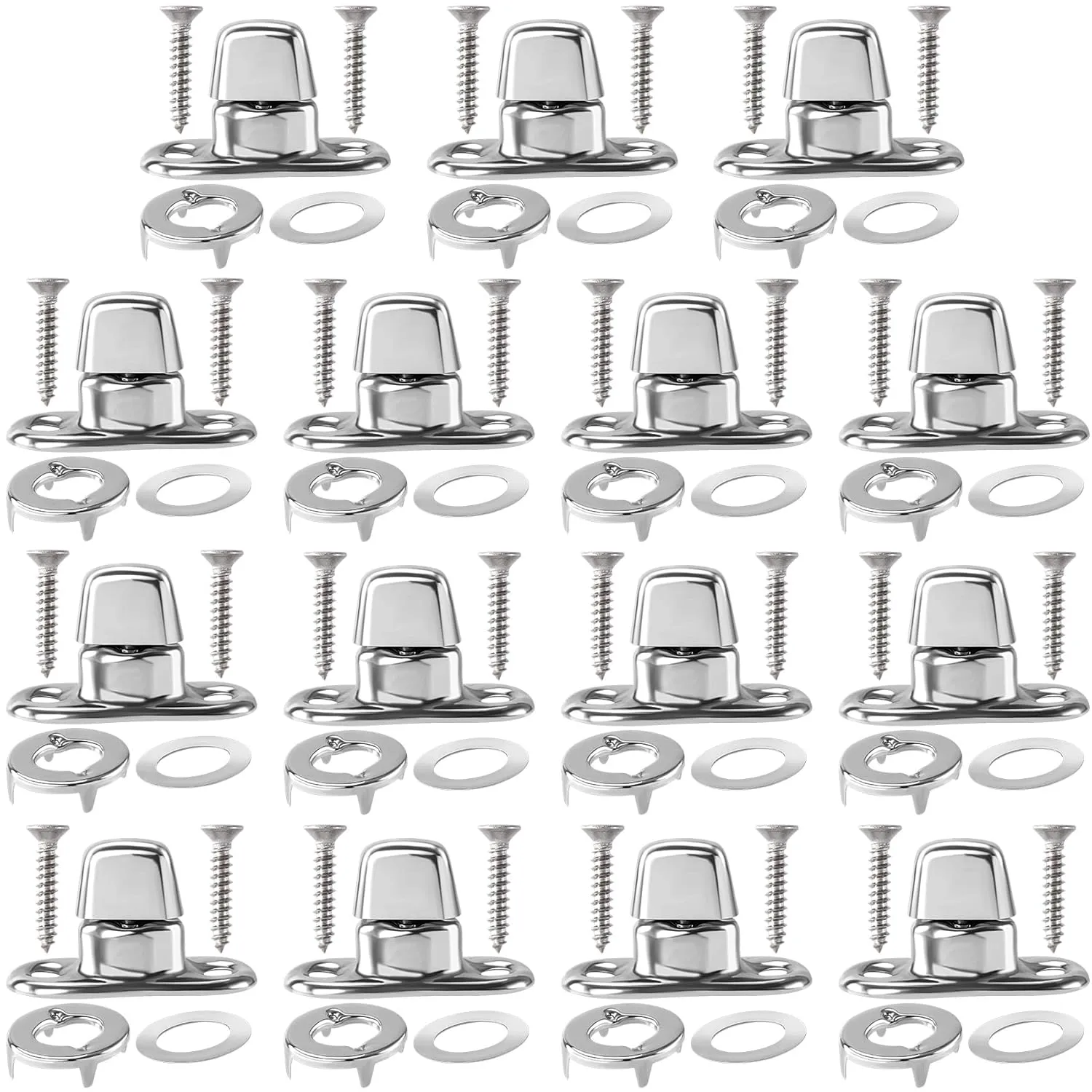 15 Set Marine Grade Twist Lock Fasteners, Rustproof Turn Button Eyelet & Stud & Mounting Screws, Zinc Alloy Canvas Quarter Turn Fasteners for Boats