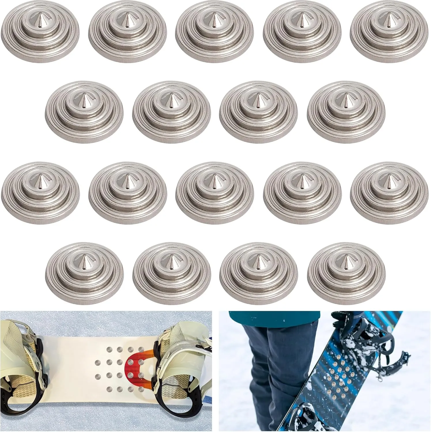 18 Pcs Snowboard Stomp Pad,4 Layers Cone Studs Snowboard Grip Stomp Pads,Anti-Slip Stomp Pad Studs to Provide Extra Grip for Winter Ski Snowboard