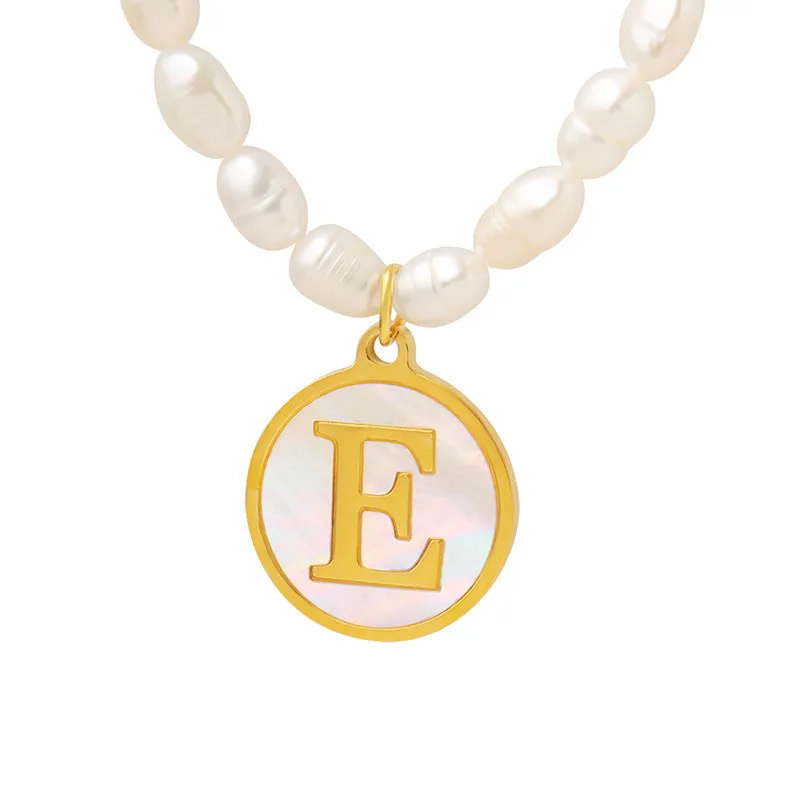 26 Initial Letter Pendant Freshwater Pearl Necklace