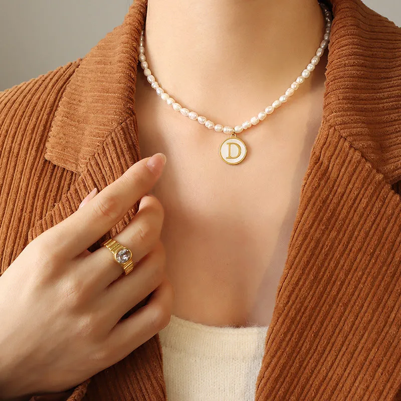 26 Initial Letter Pendant Freshwater Pearl Necklace