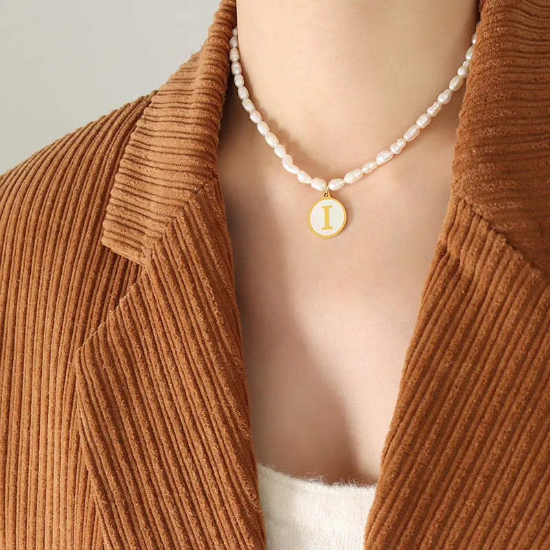 26 Initial Letter Pendant Freshwater Pearl Necklace