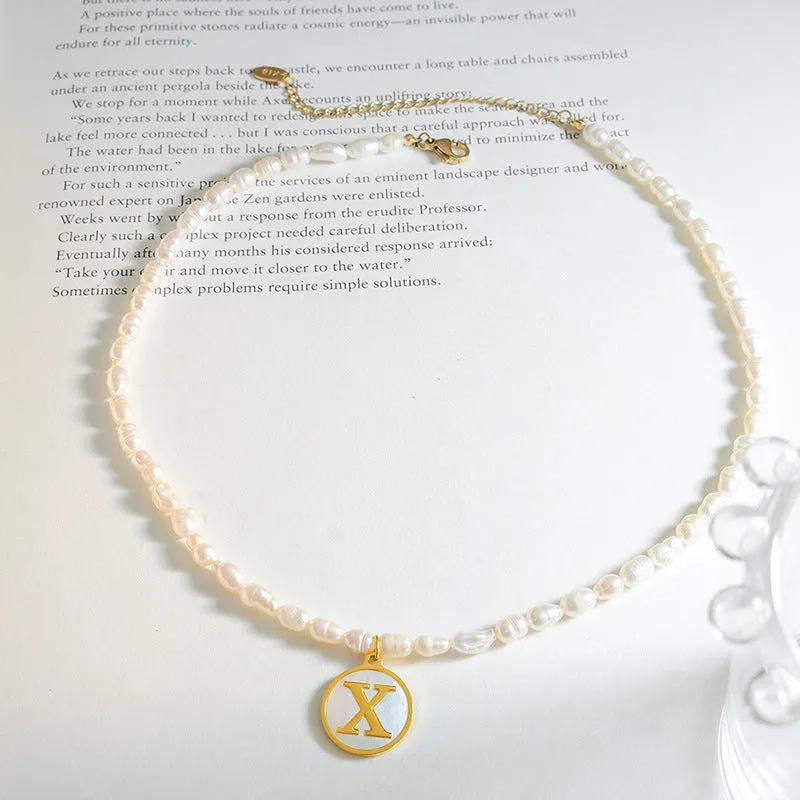26 Initial Letter Pendant Freshwater Pearl Necklace