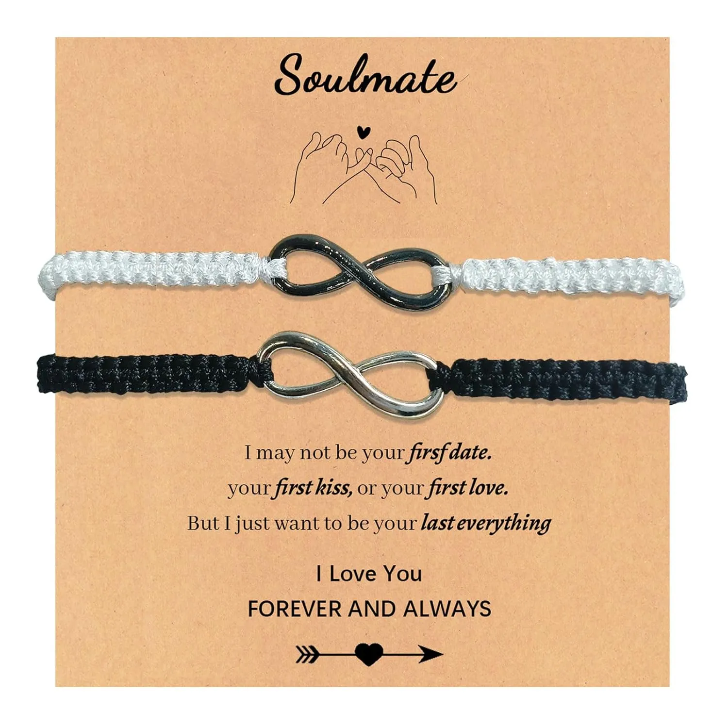2PCS 8 Infinity Couple Bracelets,Handmade Braided Rope Bangle Wrist Bracelet for Lover Friendship Boyfriend Girlfriend,His and Hers Bracelets,Valentine's Day Anniversary Birthday Gifts