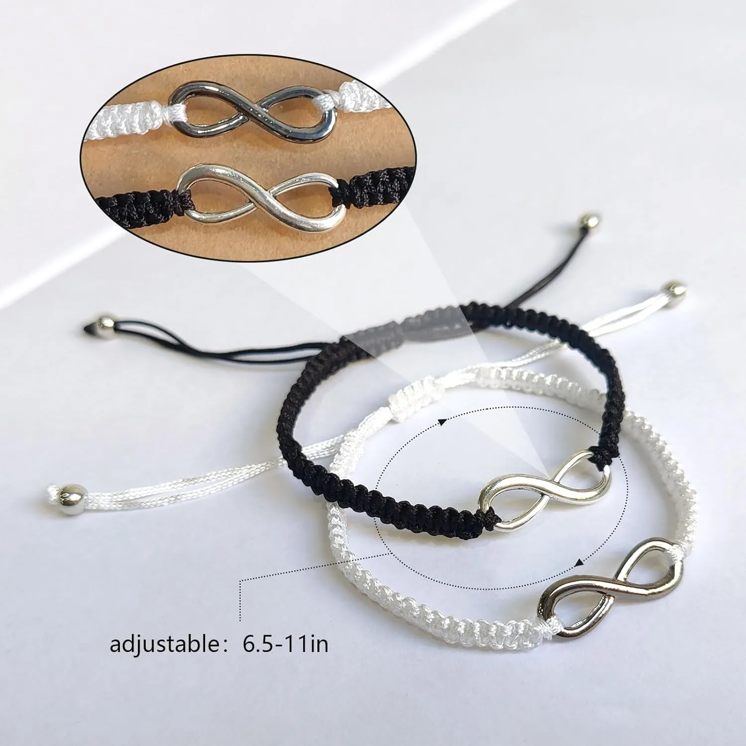 2PCS 8 Infinity Couple Bracelets,Handmade Braided Rope Bangle Wrist Bracelet for Lover Friendship Boyfriend Girlfriend,His and Hers Bracelets,Valentine's Day Anniversary Birthday Gifts