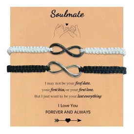 2PCS 8 Infinity Couple Bracelets,Handmade Braided Rope Bangle Wrist Bracelet for Lover Friendship Boyfriend Girlfriend,His and Hers Bracelets,Valentine's Day Anniversary Birthday Gifts