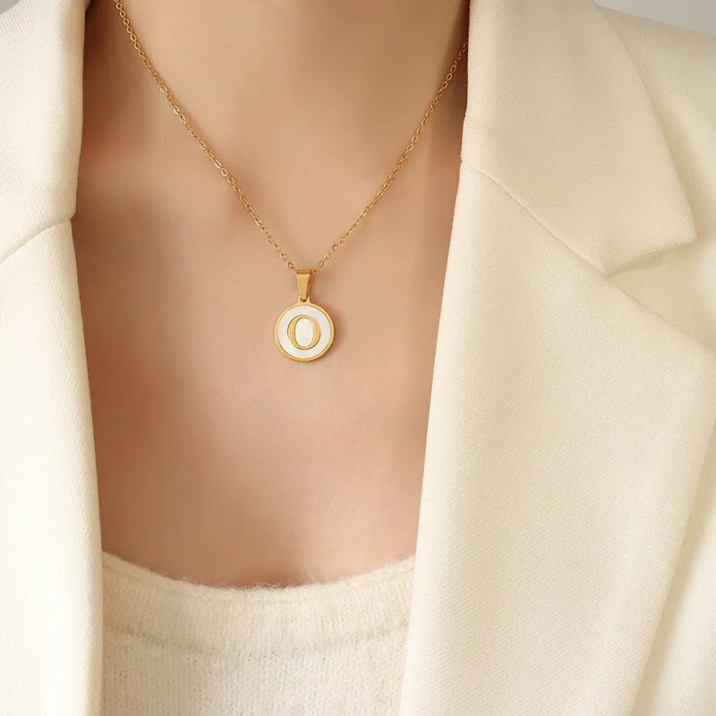 A-Z Initial Round Coin Pendant Letter Necklace