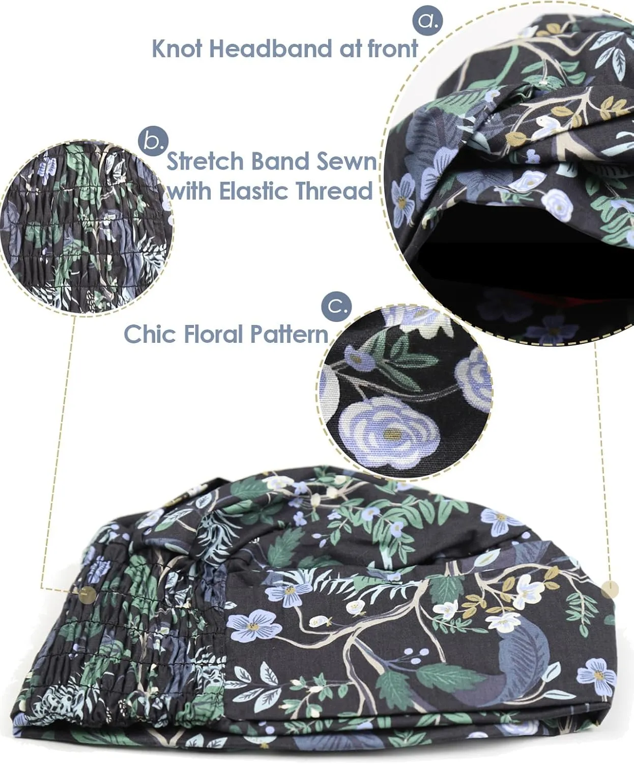 Alnorm 100% Cotton Fashion Headwear Chemo Caps with Stretchy Band for Hair Loss Women