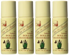 Alvera All Natural Roll-On Deodorant Aloe & Almonds - 3 Fl Oz, 4 pack