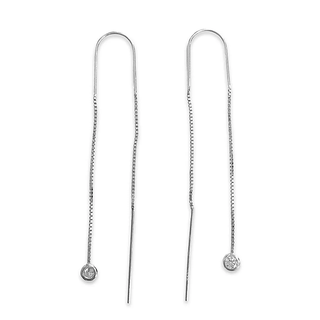 Amy Solo Bezel Threader Earrings