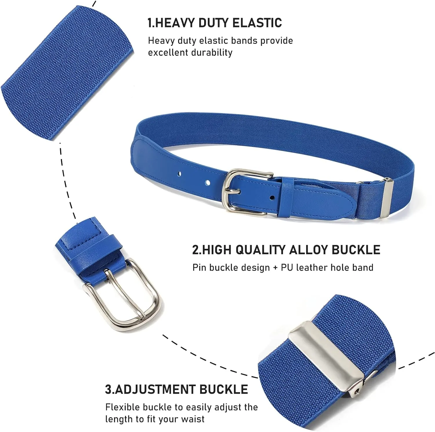 AWAYTR Adult and Youth Baseball Belt - Elastic Adjustable Softball Uniform Belts for Kids Boys and Girls