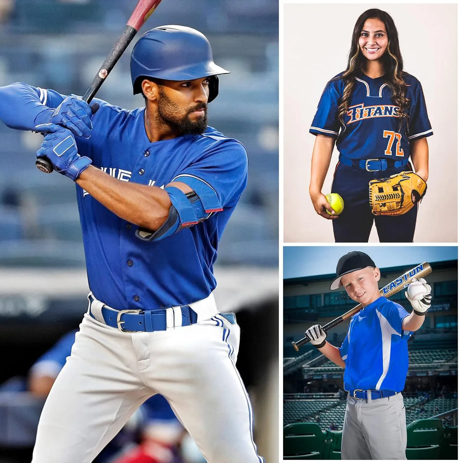AWAYTR Adult and Youth Baseball Belt - Elastic Adjustable Softball Uniform Belts for Kids Boys and Girls