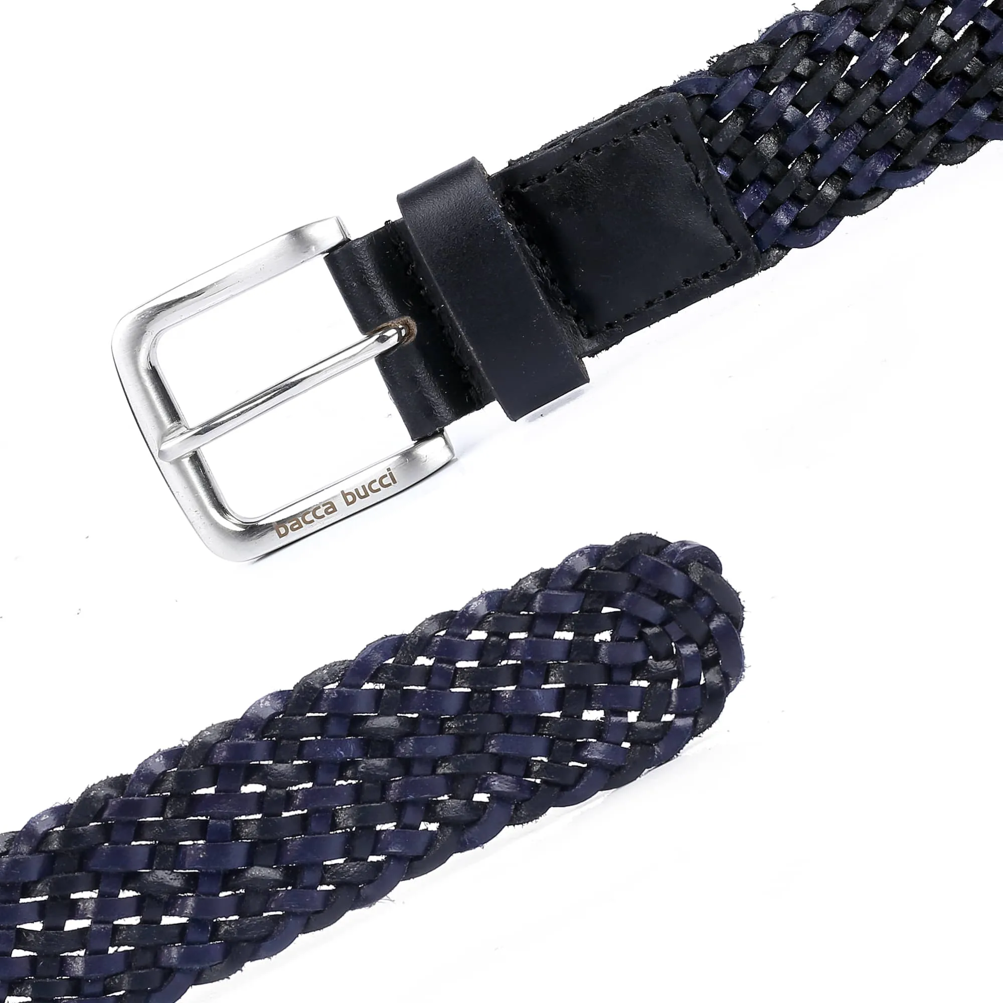 Bacca Bucci Men's Genuine Handmade Braided Leather Belt