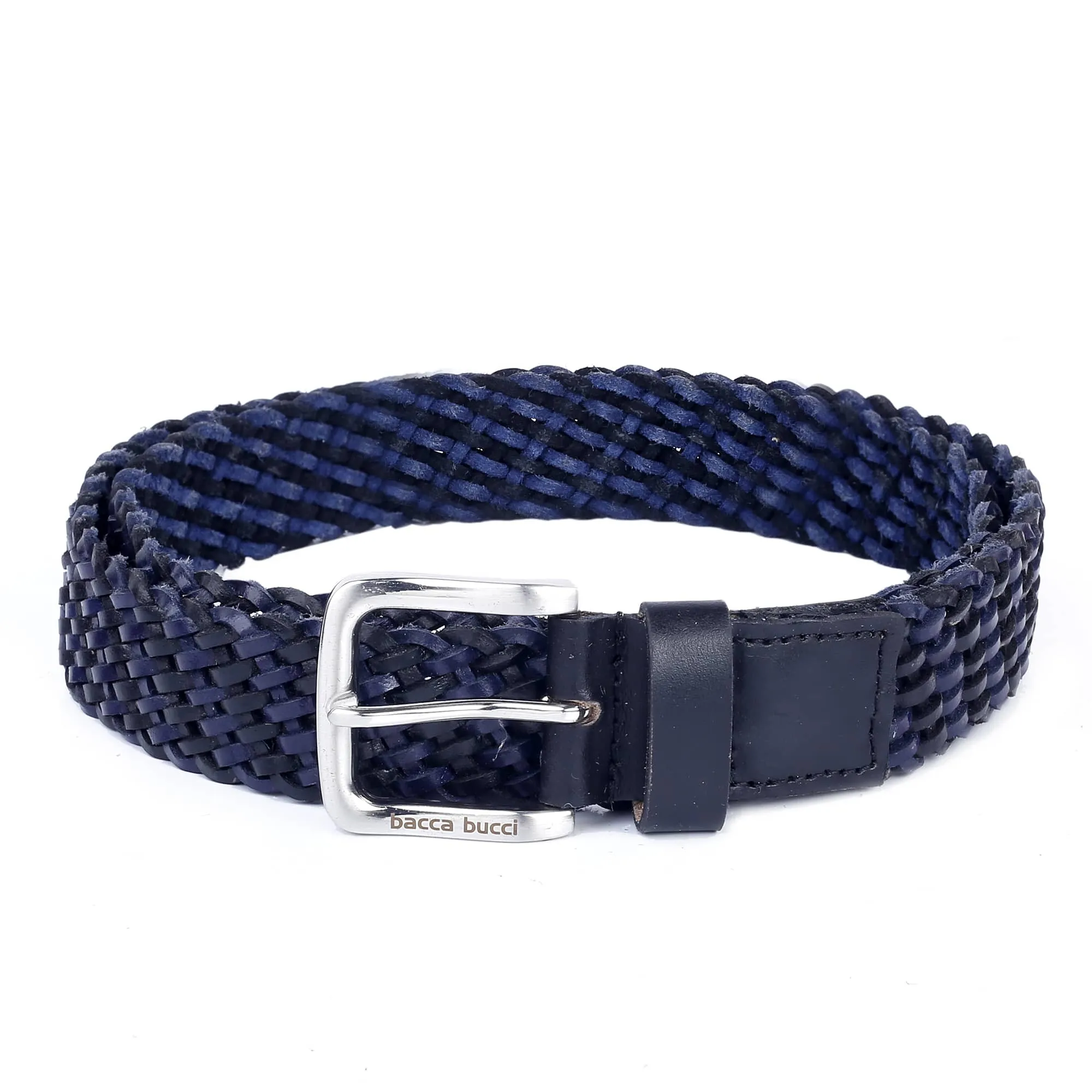 Bacca Bucci Men's Genuine Handmade Braided Leather Belt