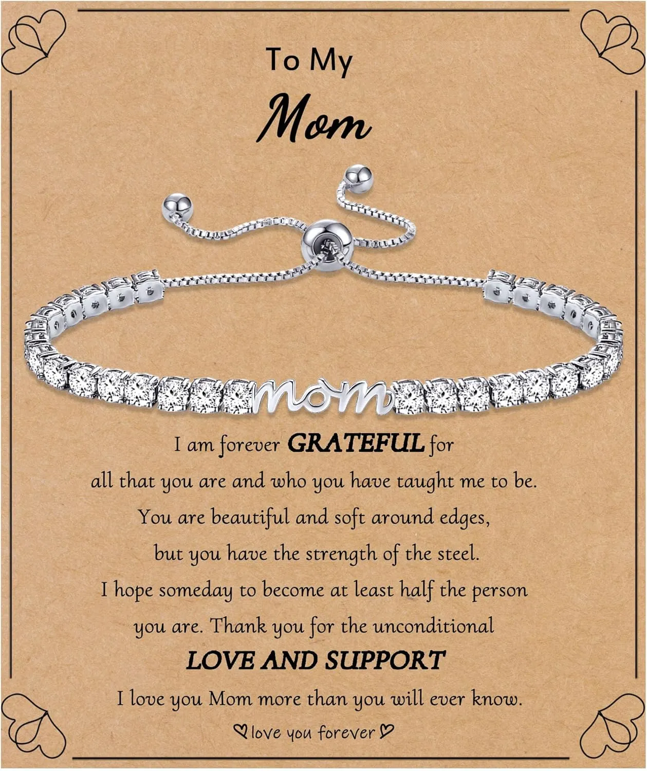 Birthday Gifts for Mom Sister Daughter Friends Bracelets Tennis Bracelets for Women Adjustable Cz Crystal Mom Granddaughter Bracelet 21st 30th Birthday Gift for Sister