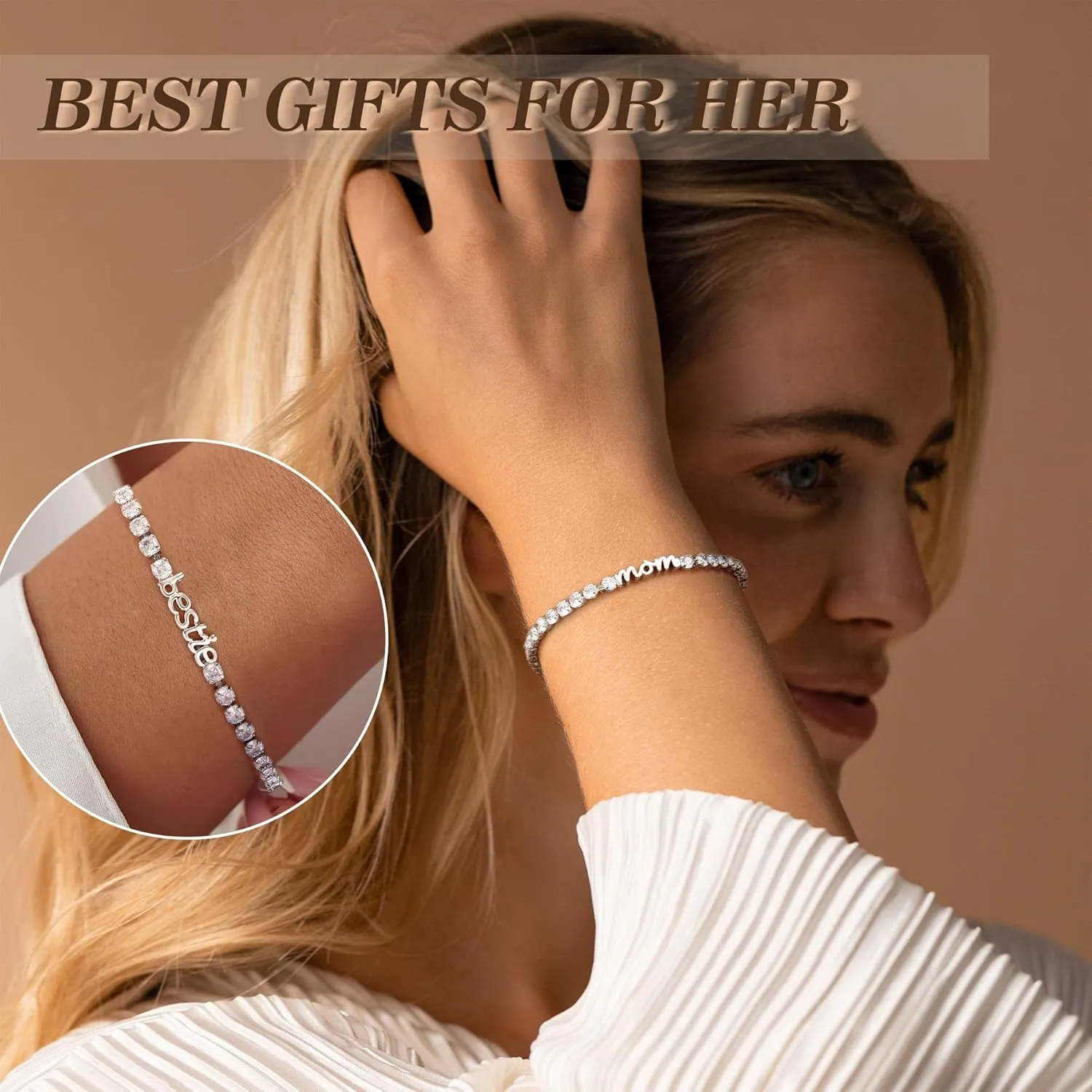 Birthday Gifts for Mom Sister Daughter Friends Bracelets Tennis Bracelets for Women Adjustable Cz Crystal Mom Granddaughter Bracelet 21st 30th Birthday Gift for Sister