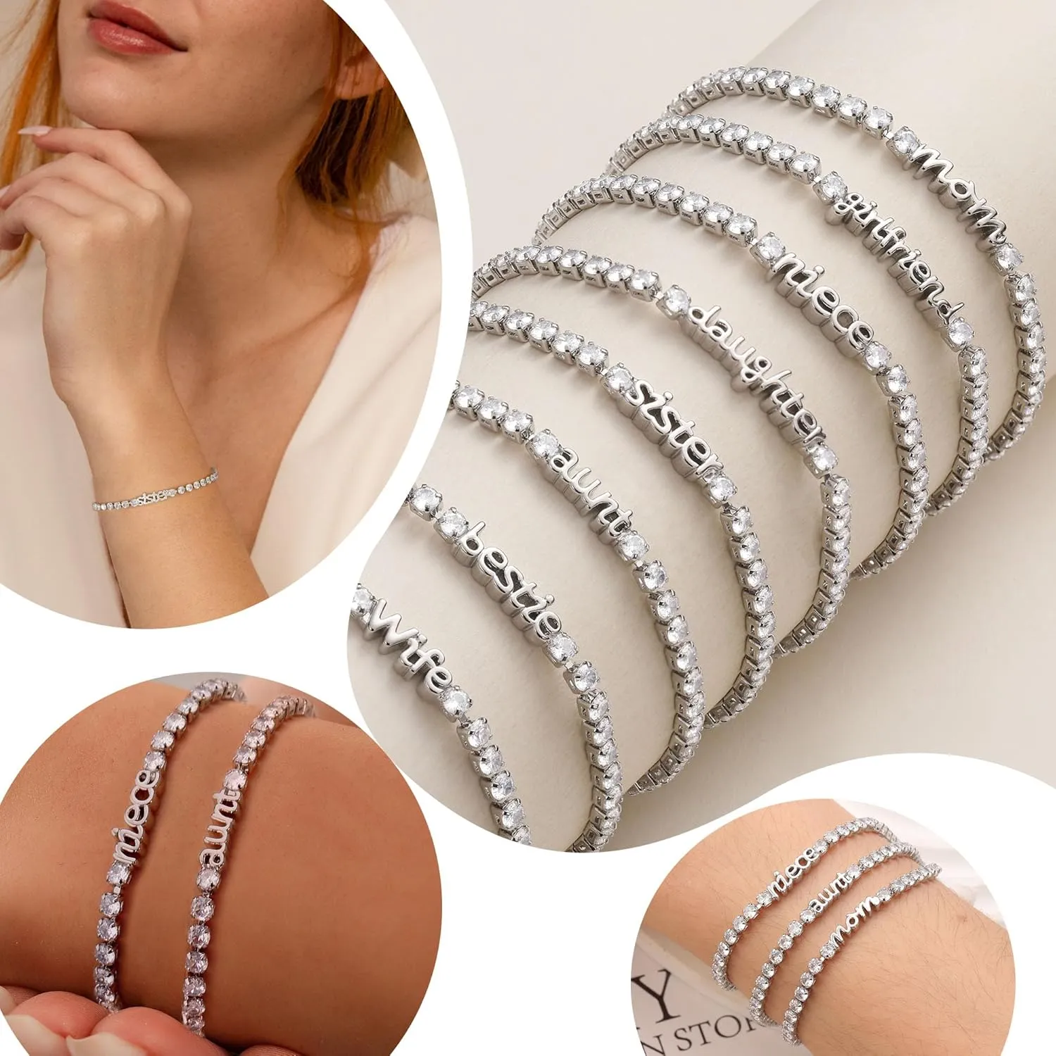 Birthday Gifts for Mom Sister Daughter Friends Bracelets Tennis Bracelets for Women Adjustable Cz Crystal Mom Granddaughter Bracelet 21st 30th Birthday Gift for Sister