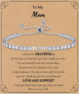 Birthday Gifts for Mom Sister Daughter Friends Bracelets Tennis Bracelets for Women Adjustable Cz Crystal Mom Granddaughter Bracelet 21st 30th Birthday Gift for Sister
