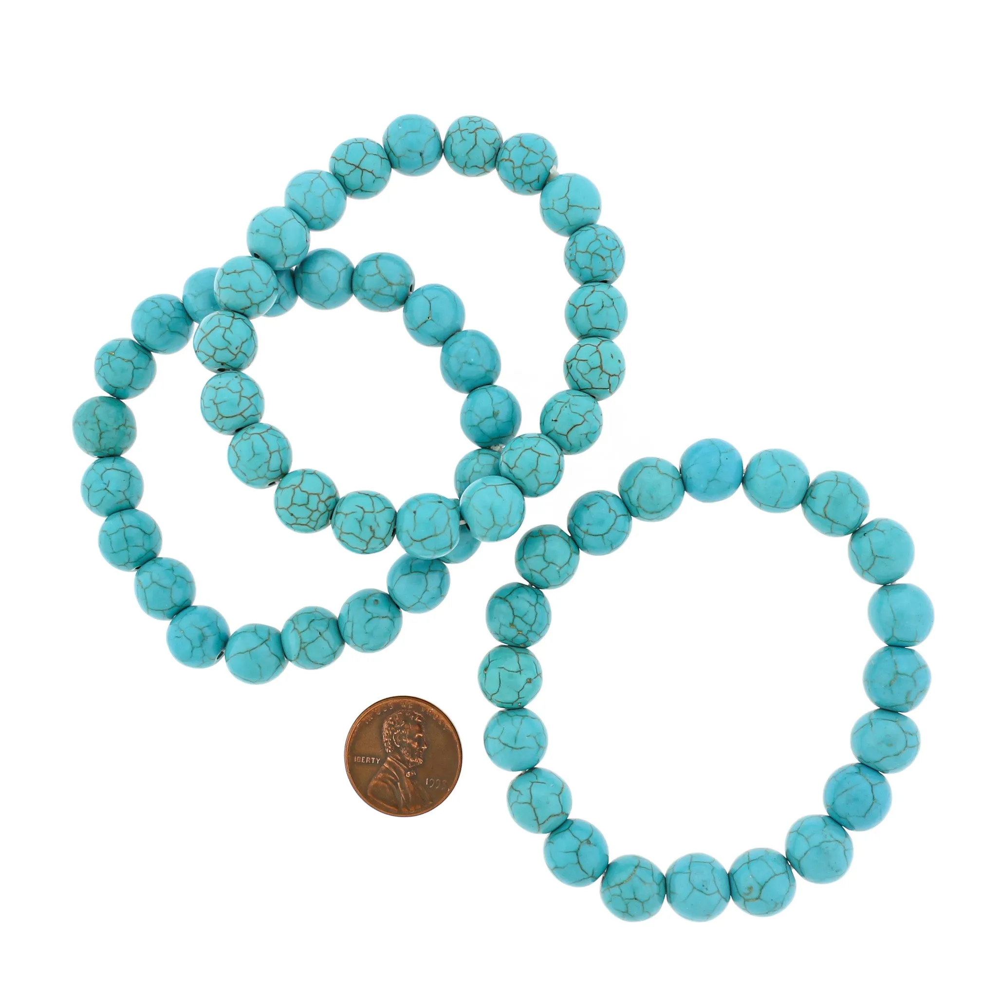 Blue Howlite Beaded Bracelet - 50mm - Turquoise - 1 Bracelet - BB190
