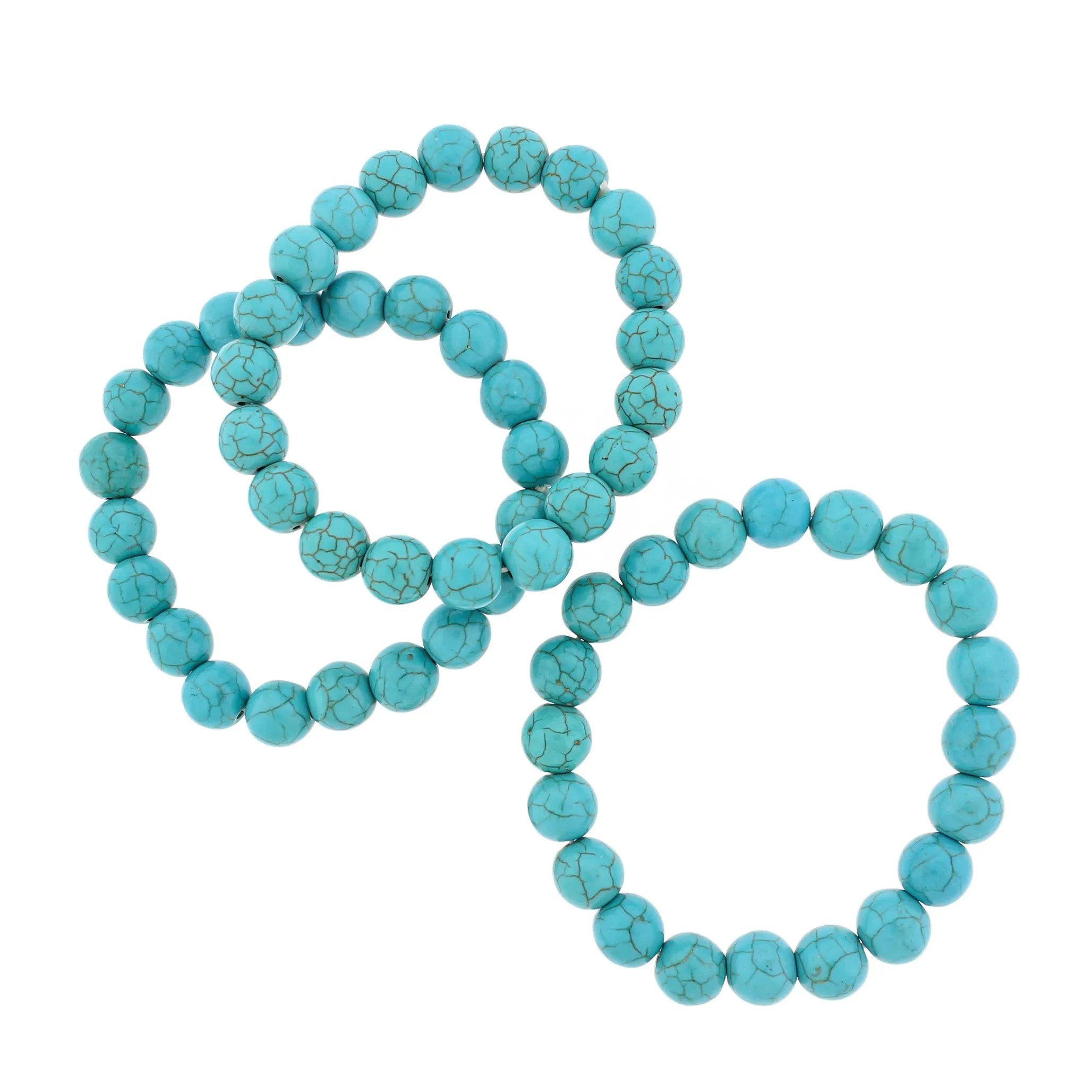 Blue Howlite Beaded Bracelet - 50mm - Turquoise - 1 Bracelet - BB190