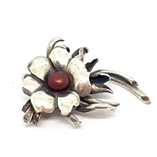 Bouquet of flowers, silver brooch, circa 1960., original brooch, antique jewelry.