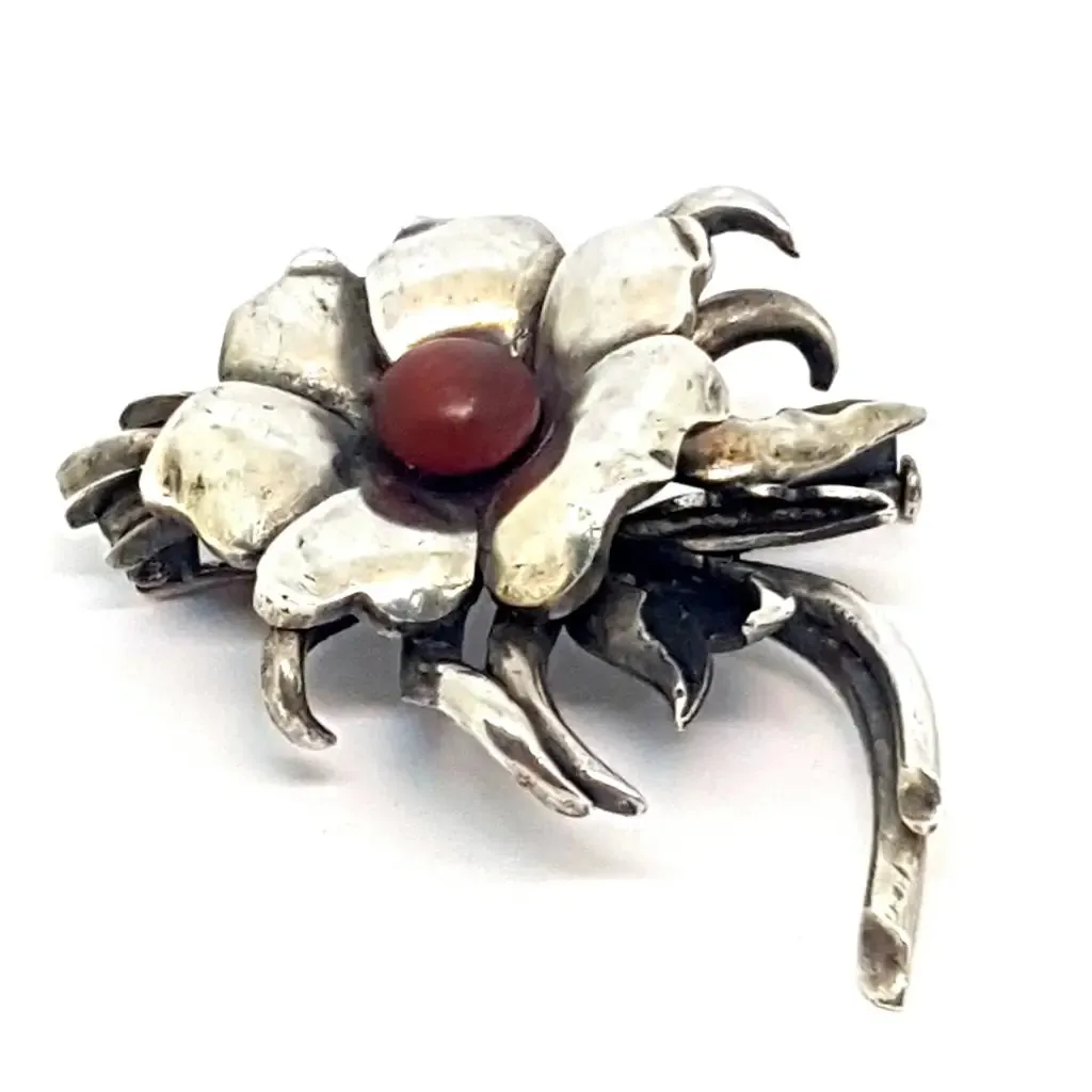 Bouquet of flowers, silver brooch, circa 1960., original brooch, antique jewelry.