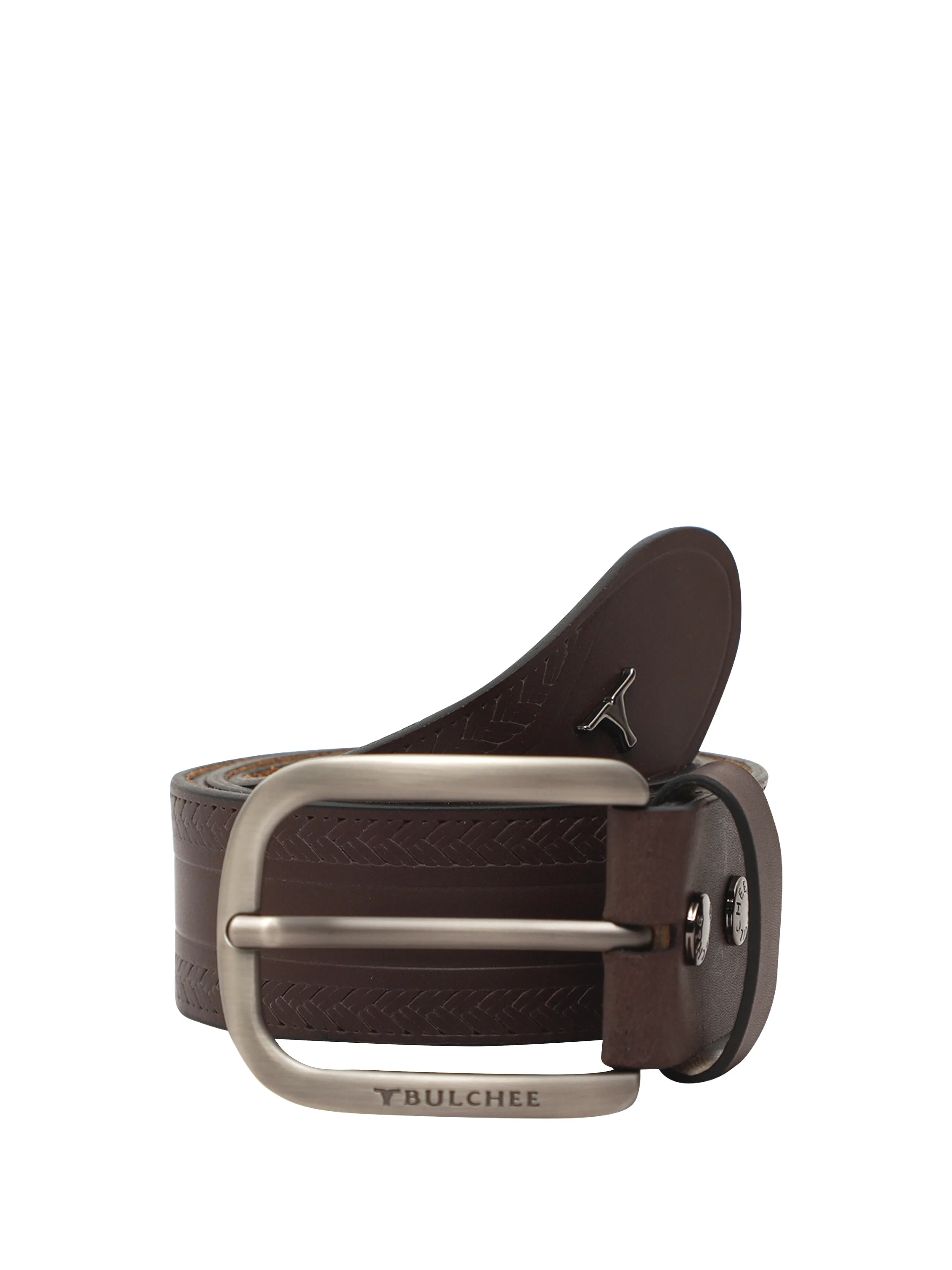 Bulchee Premium Collections Men's Genuine Leather Belt | Embossed Jeans | Brown | BUL2172B