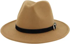 Classic Solid Fedora Hats for Men & Women Wide Brim Hat Panama Dress Fedora Hat