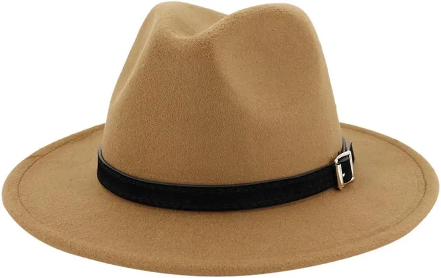 Classic Solid Fedora Hats for Men & Women Wide Brim Hat Panama Dress Fedora Hat