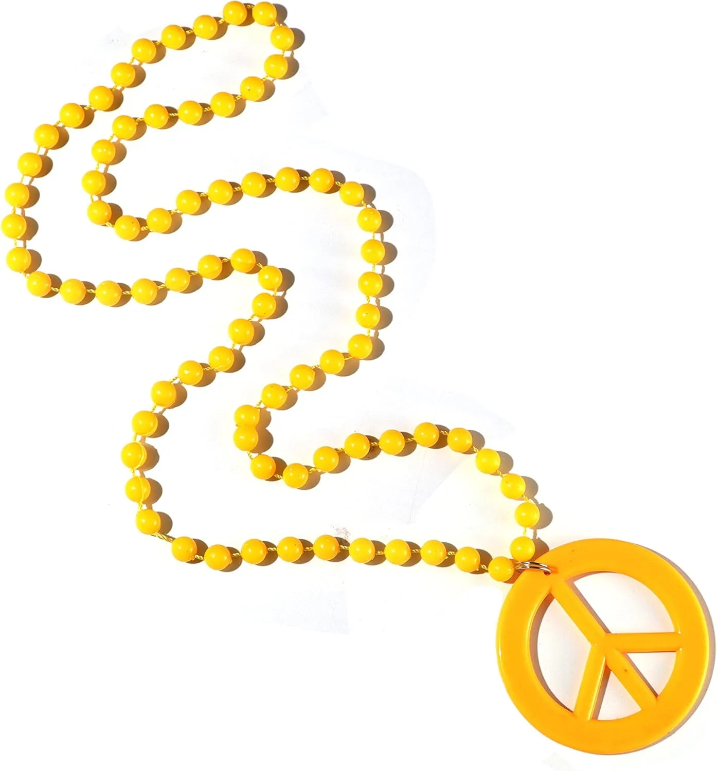 COLORFUL BLING Acrylic Neon Love Peace Symbol Pendant Necklace Beads Chain 60s 70s Hippie Costume Party Accessories for Women Men Halloween Jewelry