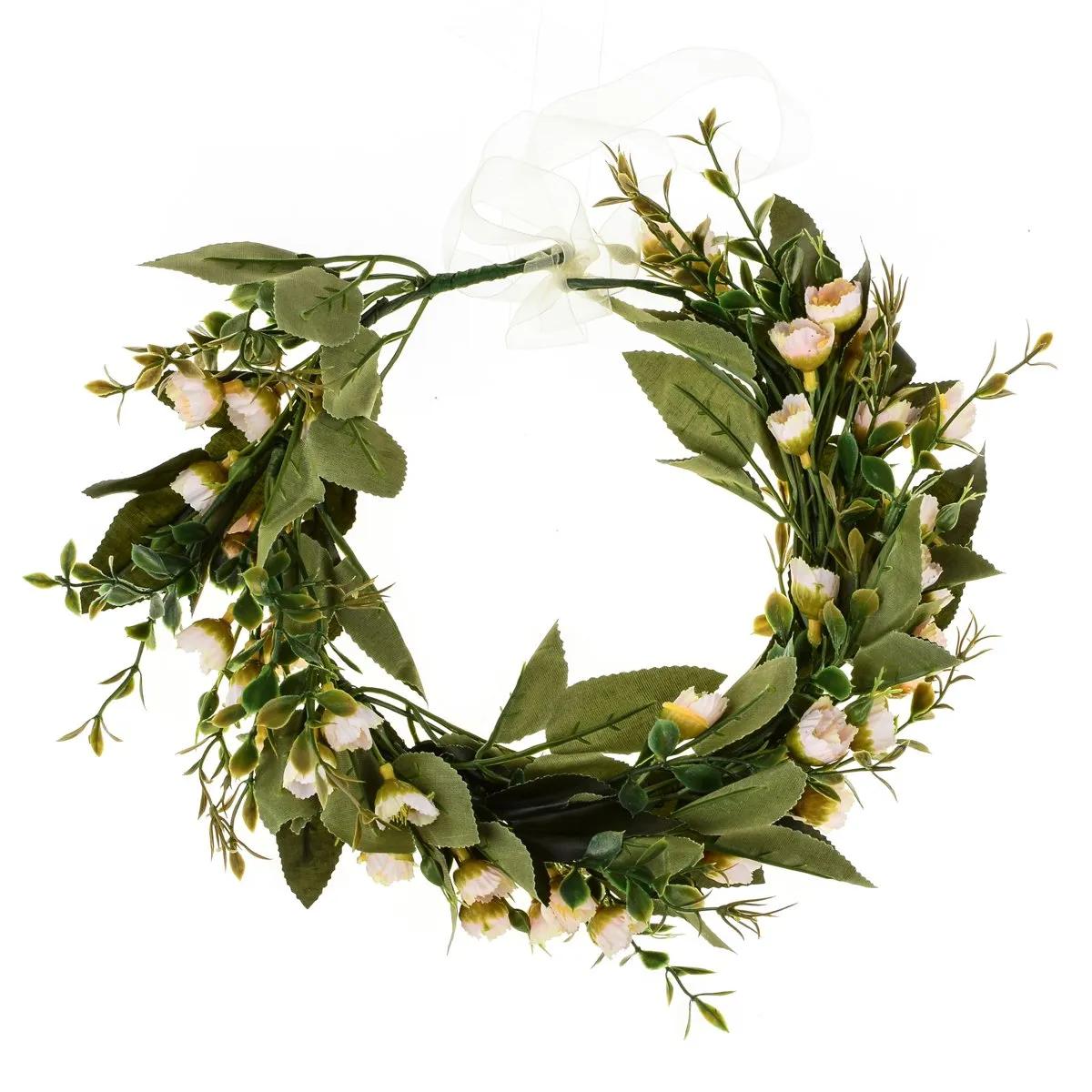 DDazzling Flower Girl Crown Bridal Flower Crown Pregnant Woman Photo Prop (Green and Ivory)