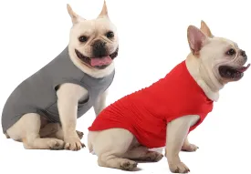 Dog Blank Quick Dry Shirts,Lightweight Stretchy Summer Solid Dogs Cats Clothes,Sleeveless Cool Sweater for Small Boy Girl Breed,Red/Grey,XS