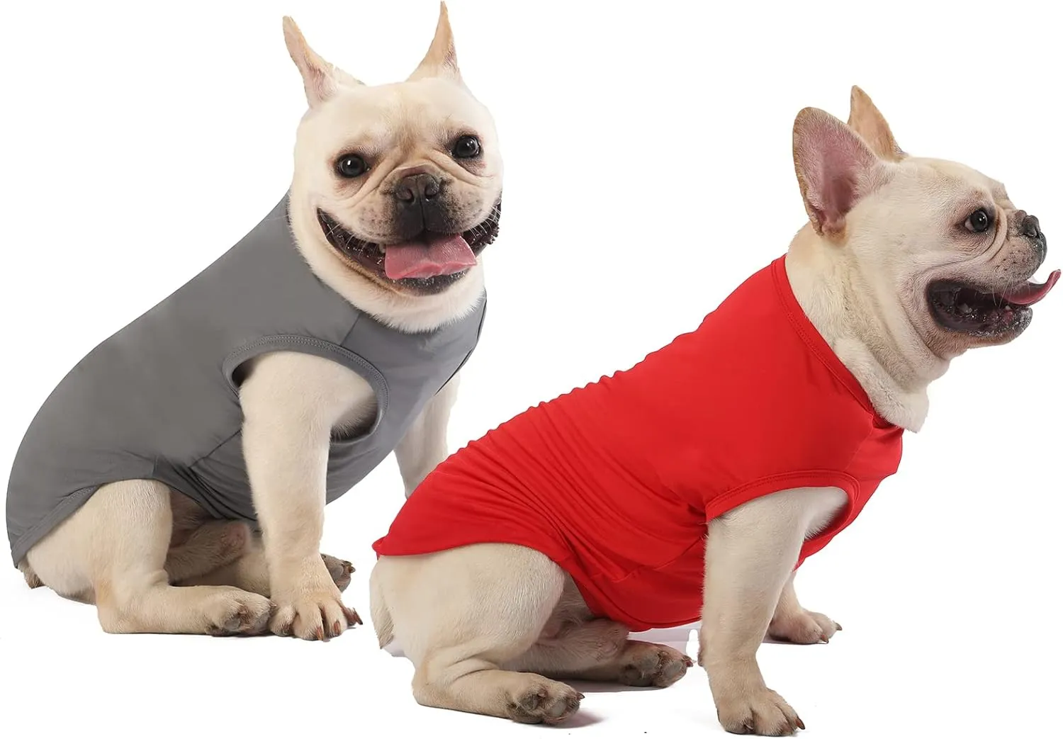Dog Blank Quick Dry Shirts,Lightweight Stretchy Summer Solid Dogs Cats Clothes,Sleeveless Cool Sweater for Small Boy Girl Breed,Red/Grey,XS