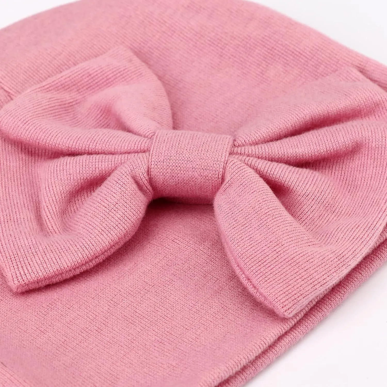 DRESHOW BQUBO Newborn Baby Girls Hats Hospital Hat Baby Cotton Beanie Infant Big Bow Hats for 0-24 Months
