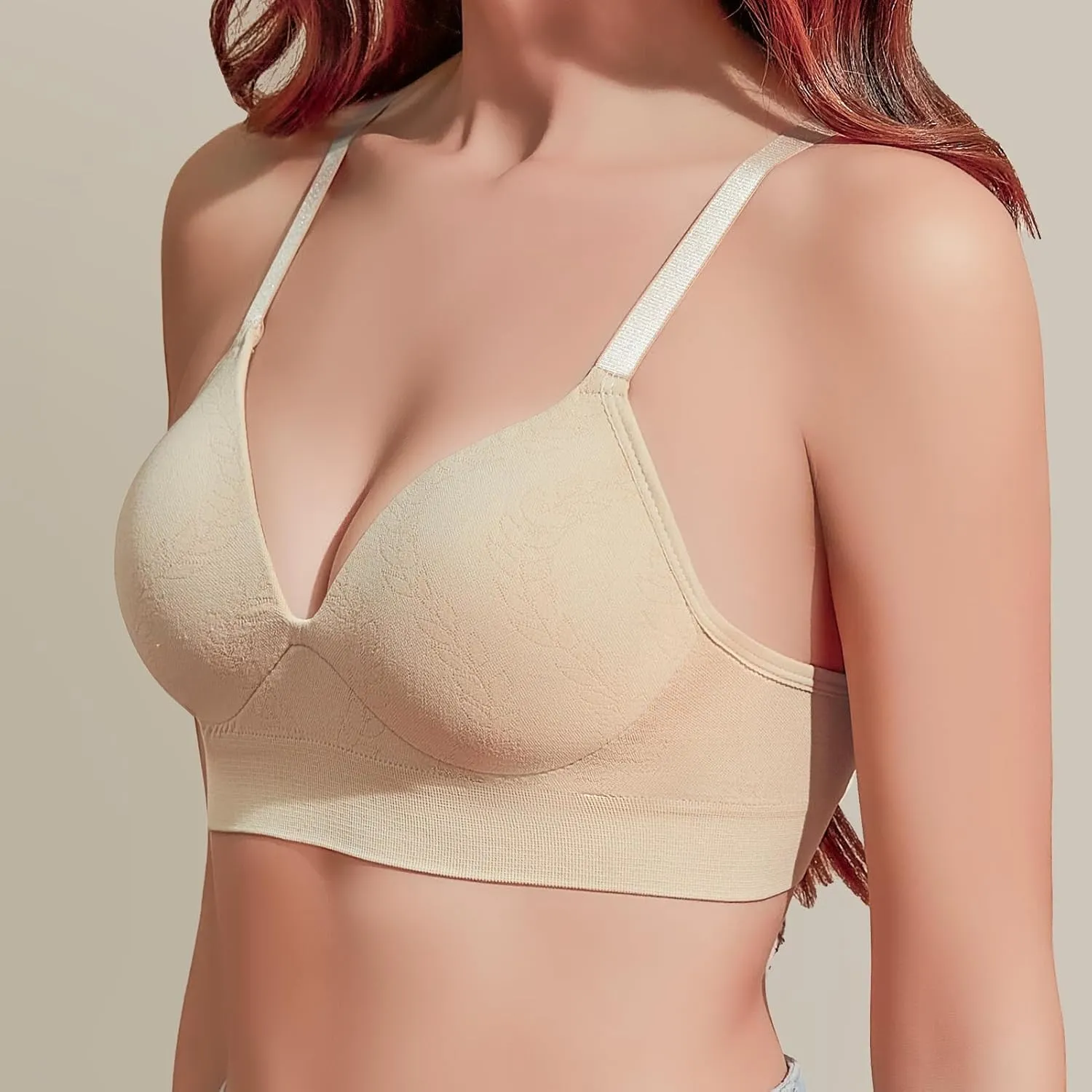 Eleplus 3 Pieces Deep V Wireless Bras for Women Seamless Comfy Bralettes Lightly Lined Multicolors Pack