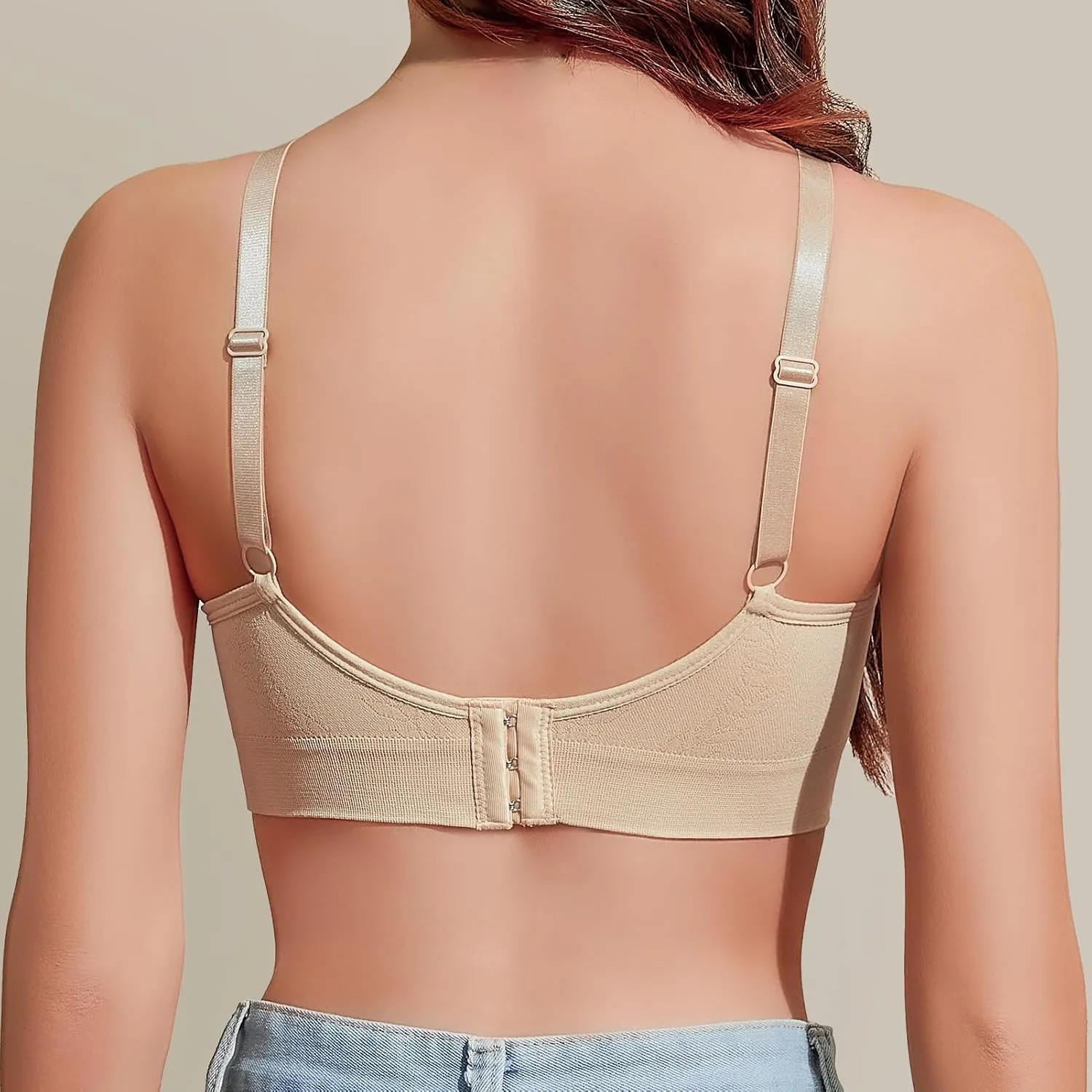 Eleplus 3 Pieces Deep V Wireless Bras for Women Seamless Comfy Bralettes Lightly Lined Multicolors Pack