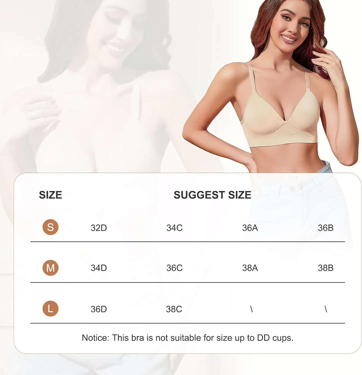 Eleplus 3 Pieces Deep V Wireless Bras for Women Seamless Comfy Bralettes Lightly Lined Multicolors Pack
