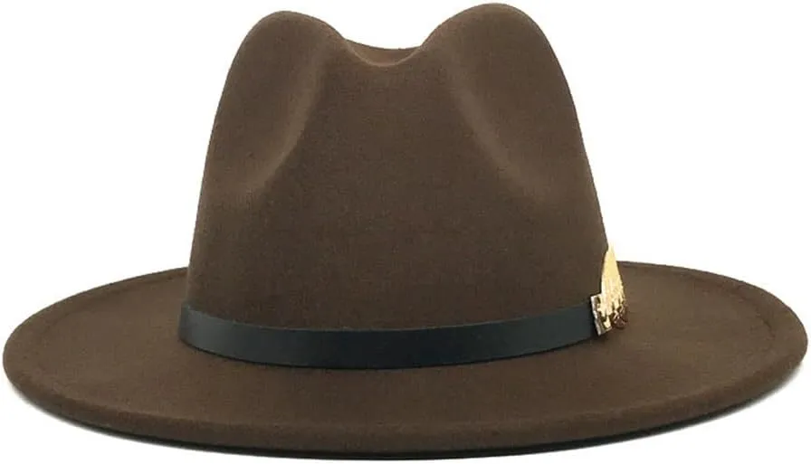 Fedoras Men's Fedora Hat Wide Brim Jazz Hat with Feather Belt Autumn and Winter Panama Hat