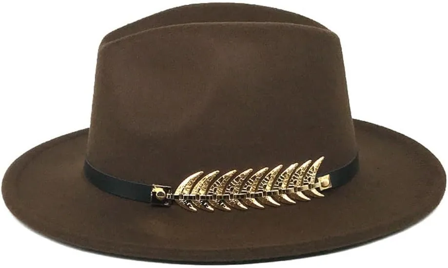 Fedoras Men's Fedora Hat Wide Brim Jazz Hat with Feather Belt Autumn and Winter Panama Hat