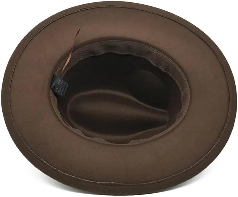 Fedoras Men's Fedora Hat Wide Brim Jazz Hat with Feather Belt Autumn and Winter Panama Hat