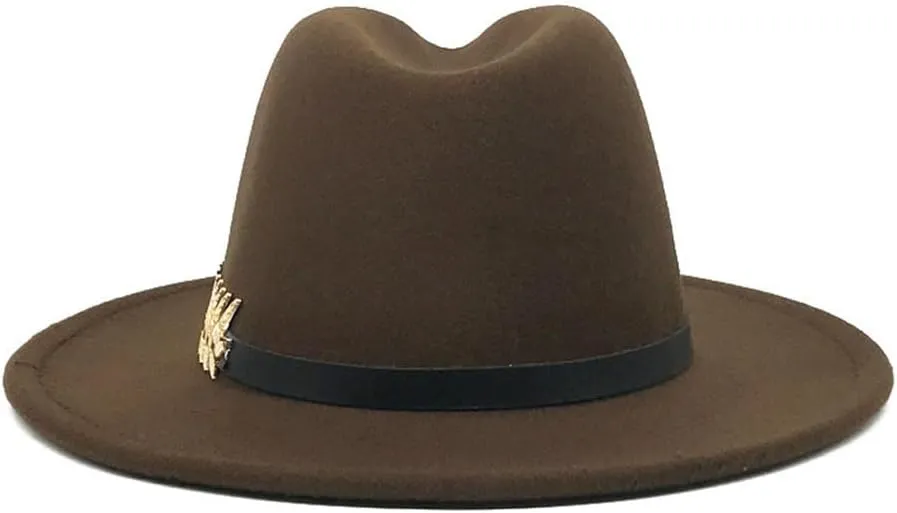 Fedoras Men's Fedora Hat Wide Brim Jazz Hat with Feather Belt Autumn and Winter Panama Hat