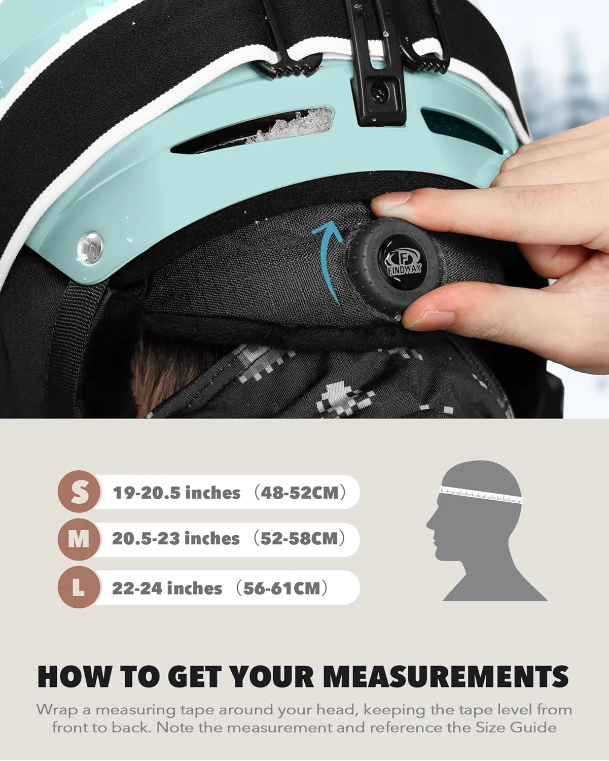 Findway Ski Helmet [Upgrade] Snowboard Helmet for Adults,[Goggles Friendly] Durable ABS Shell, Protective EPS Foam & Adjustable Dial, Snow Sport Helmet for Men, Women & Youth