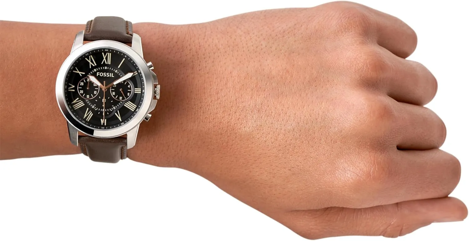 Fossil Men's Grant Quartz Stainless Steel and Leather Chronograph Watch