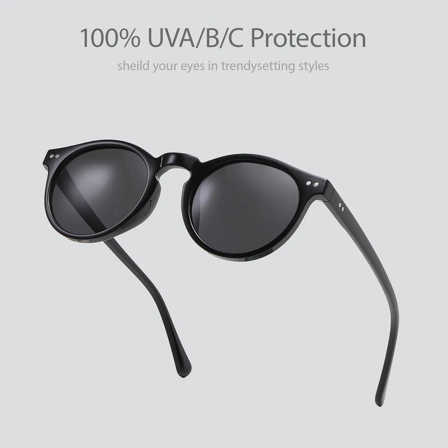 Gleyemor Fashion Polarized Round Sunglasses for Men Women Retro Vintage Acetate Frame Sunglasses