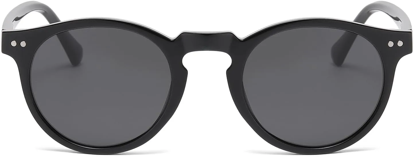 Gleyemor Fashion Polarized Round Sunglasses for Men Women Retro Vintage Acetate Frame Sunglasses